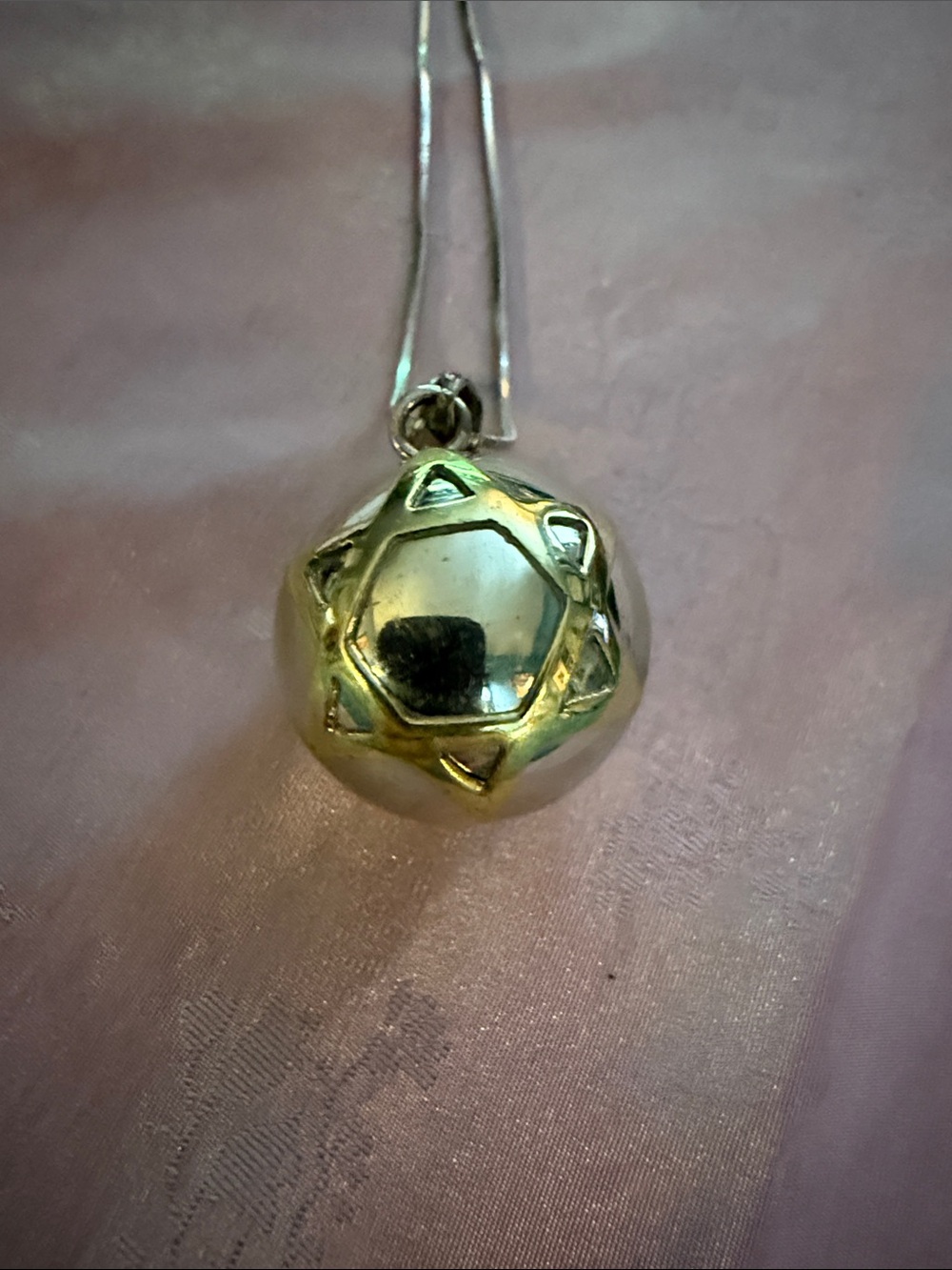 Silver plated with brass Star of David Harmony ball Pendant Necklace
